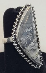 Extraordinary Silver Plated Size 6 Dendrite Opal Ring