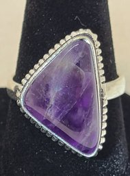 Beautiful Size 8 Silver Plated Amethyst Ring