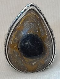 Mysterious Size 6 Silver Plated Spider Septarian Ring