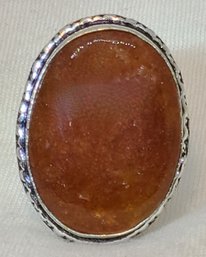 Size 6.5 Silver Plated Golden Quartz Ring