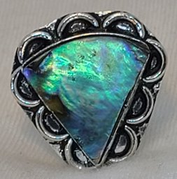 Sterling Silver Plated Size 6 Abalone Shell Ring