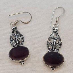 Lovely Pear Of Manufactured Amethyst Earrings