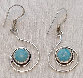 Silver Plated Larimar Earrings