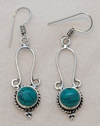 A Pair Of Silver Plated Manufactured Turquoise Earrings