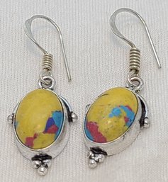 Silver Plated Mosaic Jasper Earrings