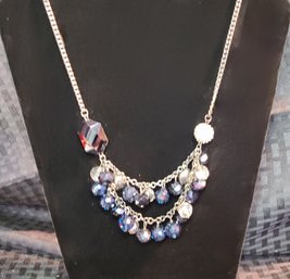 Gorgeous Vintage Vera Wang Designer Necklace With Deep Blue Stones Adjustable To 20 In