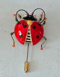 Porcelain Enamel Ladybug Art Pin By Jewelry 10