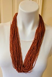 Exceptional Coral Multi Strand Sead Bead Necklace