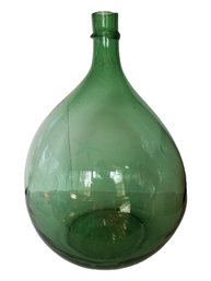 Large Antique Hand-blown French Green Glass Demijohn