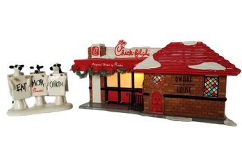 2011 Department 56 Chick-Fil-A Snow Village House & Chick-Fil-A Cows Accessory Lighted With Box - Retired