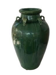 Vintage Chinese Martaban Pottery Green Drip Glaze Ceramic Floor Vase