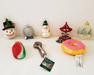 Set Of 8 Handblown Glass Ornaments By Dept. 56, Old World And One Hundred & 80 (lot 1)