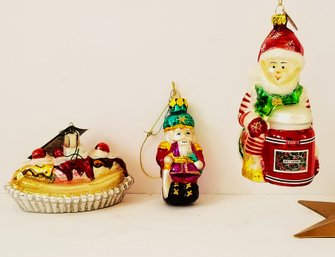 Set Of Three Hand Blown Glass Ornaments By Yankee Candle & Old World Christmas - Boxed  (lot 7)