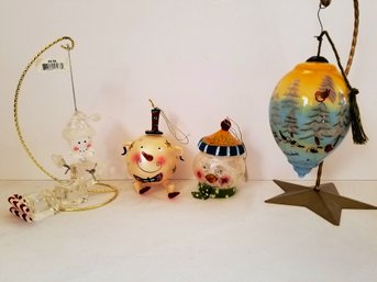 Set Of 4 Hand Blown Glass Ornaments: Department 56, Joseph Holodook &  Pfaltzgraff   (lot 8)