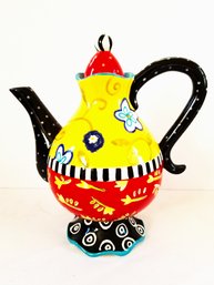 Whimsical 11' Colorful Ceramic Teapot By Joyce Shelton Studios