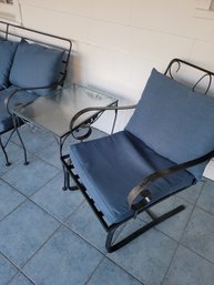 Patio Set With Cushions.  Heavy Metal.  This Was ALWAYS Kept In The Enclosed Patio