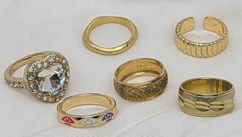 Six Beautiful Assorted Gold-plated Rings All Unmarked In Size 6