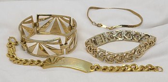 Four Beautiful Assorted Gold Tone Bracelets