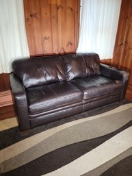 Espresso Leather Couch.  Full Grain Leather.  Condition Qualifies For A Rec-room Setting