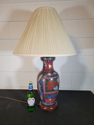 Colorful Painted Lamp.  Gold Accents And Nicely Finished.