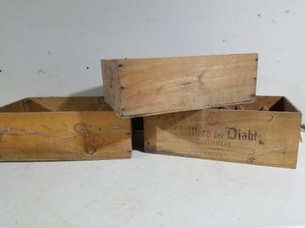 Three Vintage Wood Boxes For Storage / Sorting