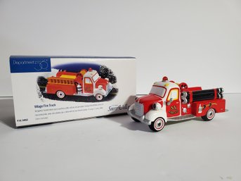 Department 56 Original Snow Village Ceramic Village Fire Truck In Box (Lot OO)