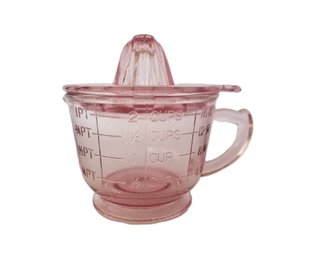 Pink Depression Glass Look 2-Cup Measuring Mixing Cup With Juicer Reamer