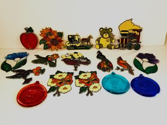 Vintage Set Of 17 Colorful Acrylic Window Suncatchers