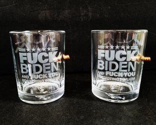 Pair Of 'F Biden & F You For Voting For Him'  Whiskey Glasses By Lucky Shot