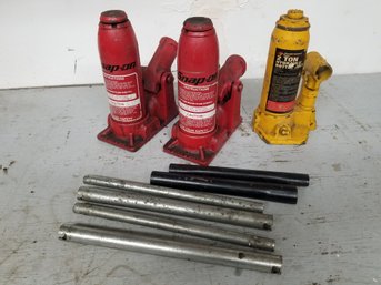 Snap-on 2 Ton Hydraulic Bottle Jack's, And Yellow Bottle