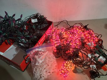 Assorted Many New Mini Orange & Purple Holiday Christmas Light Strands