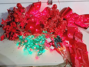 Large Lot Red Themed Christmas & Holiday Lighting & Decor