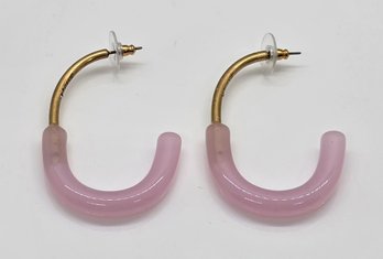 Vintage Half Hoop Earrings In Pink & Gold