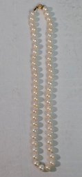 Single Strand Pearl Necklace With 14k Gold Clasp