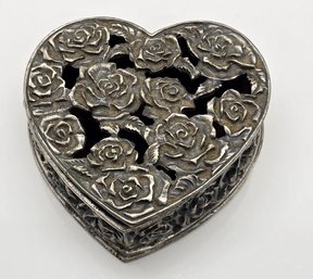 Vintage Floral Heart Shaped Jewelry Box