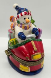 Vintage Christmas Snowman Trinket Box