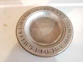 Vintage Wilton RWP Pewter Child's Alphabet And Numbers Plate