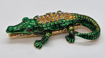 Crystal & Enameled Alligator Trinket Box