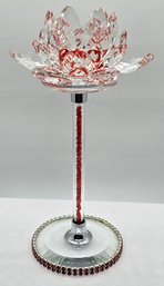 Beautiful Red Glass And Crystal Lotus Flower