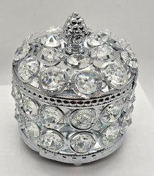 Round Silver Color Crystal Jewelry Box