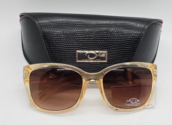 OSCAR By Oscar De La Renta Translucent Amber Frame Brown Lens Sunglasses With Branded Case