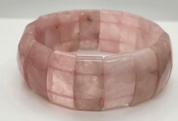 Rose Quartz Block Stretch Bracelet