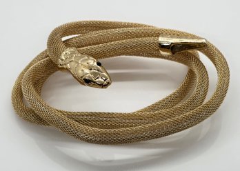 Gold Tone Mesh Snake Wrap Bracelet Or Necklace