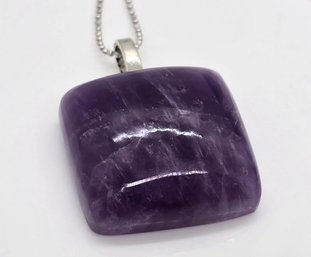 Amethyst Pendant With Adjustable Sterling Silver Chain