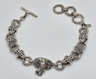 Brand New Sterling Silver Elephant Bracelet With Toggle Clasp