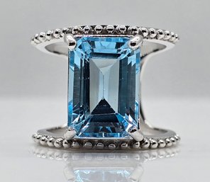 Sky Blue Topaz, Rhodium Over Sterling Ring