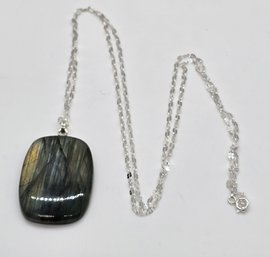 Labradorite Pendant With Sterling Silver Chain