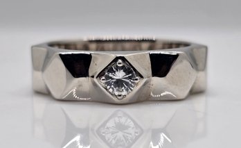 White Zircon, Rhodium Over Sterling Men's Ring