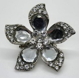 Vintage Clear Sparkling Flower Stretch Ring