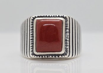 Red Jasper Men's Ring In Sterling Silver